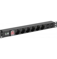 ITK PDU 6 розеток нем. ст. + 2 С13 LED 1U вх. С14 алюмин.  PH12-6D2C133  ITK
