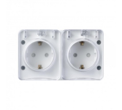 AtlasDesign Profi54 Белый O/У двойная Розетка с заземлением со шторками 16А   ATN540126  SE