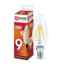 Лампа светодиодная LED-СВЕЧА-deco 9Вт 230В Е14 6500К 810Лм прозр  4690612030197  IN HOME