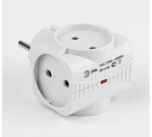 Тройник SP-4-W  4гн, без заземл (белый) (10/60/2880) Б0005103  ЭРА