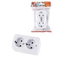 Розетка двойная 2П+3 открытой установки IP20 16А, белая "Дача" Народная  SQ1824-0010  TDM