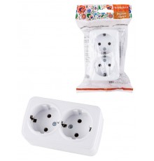 Розетка двойная 2П+3 открытой установки IP20 16А, белая "Дача" Народная  SQ1824-0010  TDM