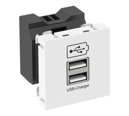 Розетка USB тип А двойная (2х0,6А или 1х1,2А) 1 модуль Modul45, 45х45мм, алюминиевый лак  6105304  OBO Bettermann