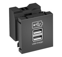Розетка USB тип А двойная (2х0,6А или 1х1,2А) 1 модуль Modul45, 45х45 мм, черная  6105302  OBO Bettermann