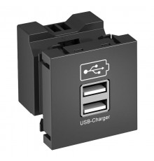 Розетка USB тип А двойная (2х0,6А или 1х1,2А) 1 модуль Modul45, 45х45 мм, черная  6105302  OBO Bettermann