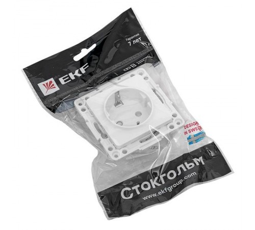 Стокгольм Механизм Розетки 1-местной с/з 16А в/к белый с защ. штор. EKF PROxima  EYR16-028-20  EKF