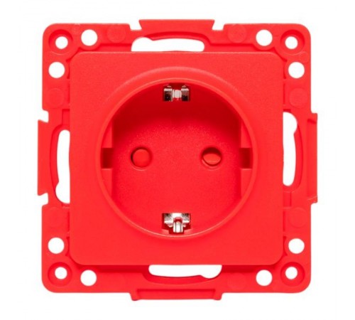Стокгольм Механизм Розетки 1-местной с/з 16А винтовые клеммы красный с защ. штор.  EYR16-028-30  EKF