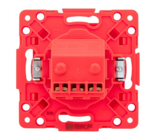 Стокгольм Механизм Розетки 1-местной с/з 16А винтовые клеммы красный с защ. штор.  EYR16-028-30  EKF