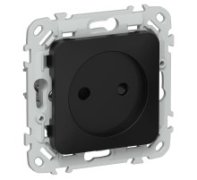 FLITE Розетка без заземления со шторками 10А РСш01-0-ФлЧ черный  FI-R13-10-K02  IEK