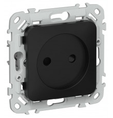 FLITE Розетка без заземления со шторками 10А РСш01-0-ФлЧ черный  FI-R13-10-K02  IEK