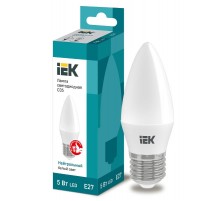 Лампа светодиодная LED 5Вт Е27 220В 4000К C35 свеча  LLE-C35-5-230-40-E27  IEK