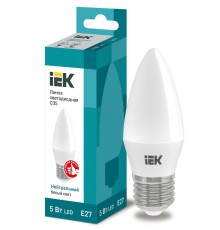 Лампа светодиодная LED 5Вт Е27 220В 4000К C35 свеча  LLE-C35-5-230-40-E27  IEK
