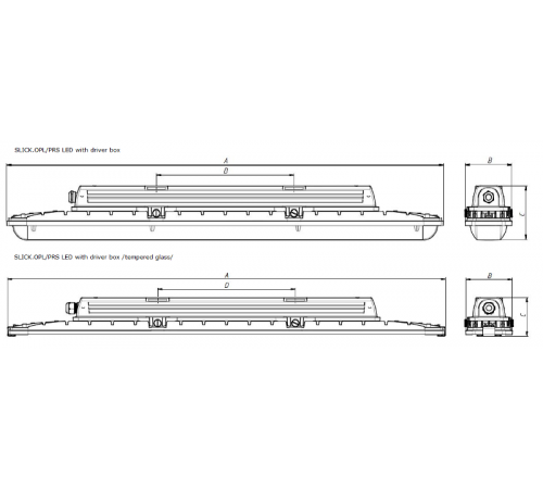 Светильник светодиодный промышленный ДСП SLICK.PRS LED 60 EM with driver box /tempered glass/ 60Вт 5000K IP66/IP69  1631002350  Световые Технологии