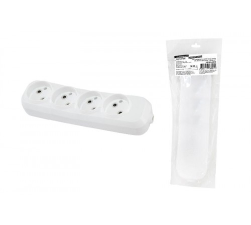 Колодка розеточная 4 гнезда 2П б/з 10А 250В белая серии "Народная"  SQ1806-0419  TDM