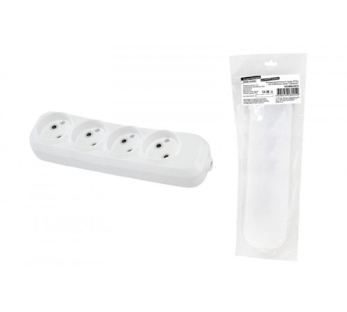 Колодка розеточная 4 гнезда 2П б/з 10А 250В белая серии "Народная"  SQ1806-0419  TDM