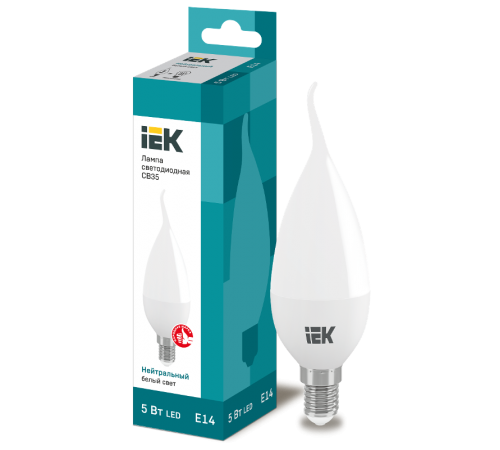 Лампа светодиодная LED 7Вт Е14 220В 3000К CB35 свеча на ветру  LLE-CB35-7-230-30-E14  IEK
