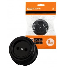 Розетка 2П 10А 250В черная "Виви"  SQ1820-1211  TDM