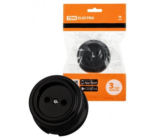 Розетка 2П 10А 250В черная "Виви"  SQ1820-1211  TDM