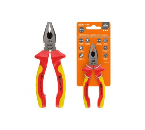 Пассатижи диэлектрические, 160 мм, 1000 В, CR-V, "ЭкспертЭлектрик"  SQ1010-0102  TDM