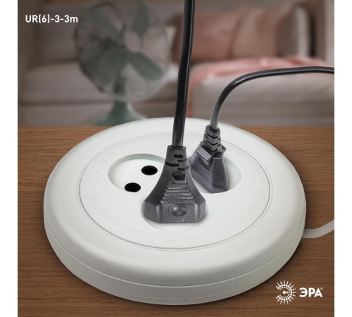 Удлинитель Россия UR(6)-3-3m рулетка без заземл., 3гн, 3м, ШВВП, 2x0.75мм2, 6А (УХ6-103)  Б0035760  ЭРА