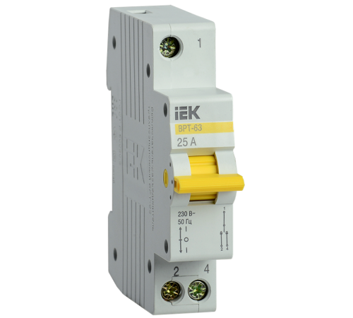 Выключатель-разъединитель (рубильник) трехпозиционный ВРТ-63 1п 25А  MPR10-1-025  IEK