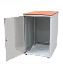 Шкаф напольный WZ-4317-01-02-011 серии SJB,(19"),12U,604x600х500мм,стекл.дверь,сер.(RAL 7035),столешница Calvados,нагр.30кг собр.  36114  Zpas