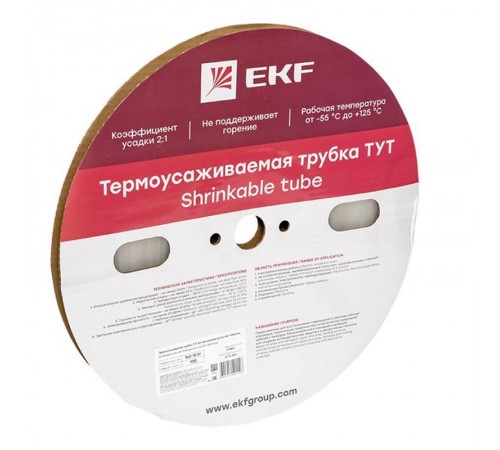 Термоусаживаемая трубка ТУТ 8/4 прозрачная рулон PROxima  tut-8-tr  EKF