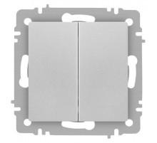 Выключатель Intro Accent 6-104-03 двойной, 10А-250В, IP20, СУ, AL/CU, алюминий  Б0063484  Intro