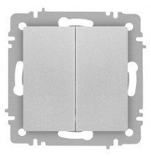 Выключатель Intro Accent 6-104-03 двойной, 10А-250В, IP20, СУ, AL/CU, алюминий  Б0063484  Intro