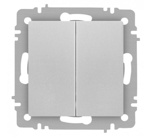 Выключатель Intro Accent 6-104-03 двойной, 10А-250В, IP20, СУ, AL/CU, алюминий  Б0063484  Intro