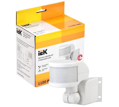 Датчик движения ДД 018В белый, макс. нагрузка 1100Вт, угол обзора 270град., дальность 12м, IP44,  LDD10-018B-1100-001  IEK