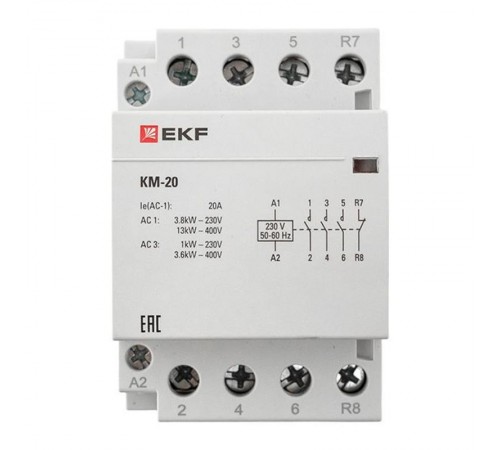 Контактор модульный КМ 20А 3NО+NC (3 мод.) EKF PROxima  km-3-20-31  EKF