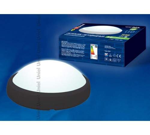 Светильник светодиодный пылевлагозащищенный для ЖКХ ULW-O04-12W/NW IP65 BLACK овал пласт 12Вт 840 Лм 4500 К белый свет IP65 220Ва черн  11137  Uniel