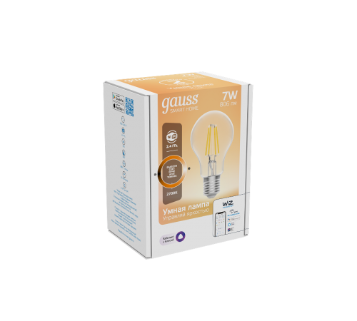 Лампа светодиодная филаментная Smart Home DIM E27 A60 7 Вт 1/10/40  1200112  Gauss
