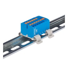 Блок распределительный с гориз. адапт. на рейку шириной 35мм, зажим push-in, 1 ввод 6 кв.мм, 12 точки подкл. 2,5 кв.мм, синий  DTP1-112-104SPUB-H  D