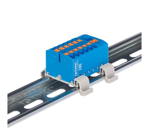 Блок распределительный с гориз. адапт. на рейку шириной 35мм, зажим push-in, 1 ввод 6 кв.мм, 12 точки подкл. 2,5 кв.мм, синий  DTP1-112-104SPUB-H  D