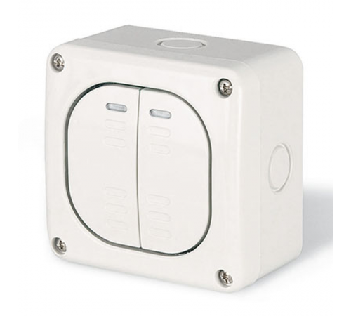 Выключатель однополюсный, двухклавишный, настенный  DIS1375022  DKC