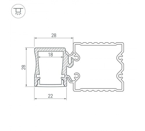 Профиль с экраном ALU-BASE-WH28-2000 ANOD+FROST  015460  Arlight