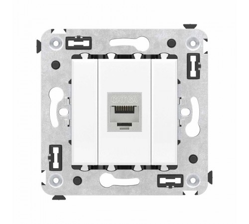 Компьютерная розетка RJ-45 без шторки в стену, кат.6А одинарная экранированная, "Avanti", "Белое облако"  4400773  DKC