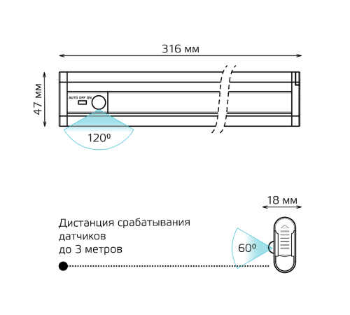 Светильник светодиодный многофункциональный автономный 3,5W (линейный, белый)  CL004  Gauss