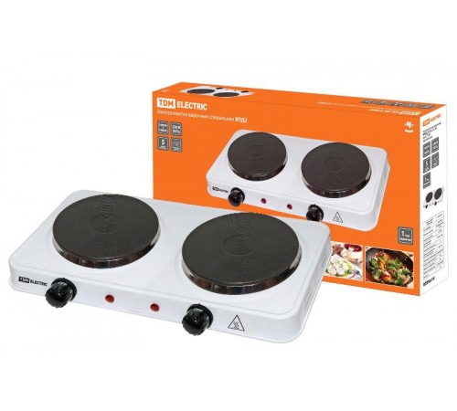 Электроплитка двухконф. ЭПД2 230 В, 2х1 кВт, диск, белая  SQ2504-0004  TDM