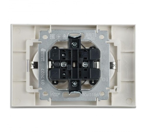 BRITE Розетка 2-ая с заземлением со шторками 16А в сборе РСш12-3-БрБ белый  BR-R24-16-K01-F  IEK