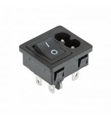 Выключатель клавишный 250 V 6 А (4с) ON-OFF черный с штекером C8 2PIN  36-2284  REXANT