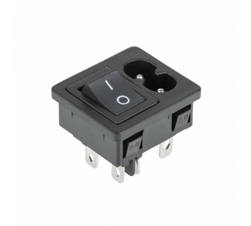 Выключатель клавишный 250 V 6 А (4с) ON-OFF черный с штекером C8 2PIN  36-2284  REXANT