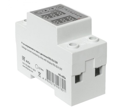 Реле напряжения и тока с дисп. RVb 63A  rvb-m63a EKF