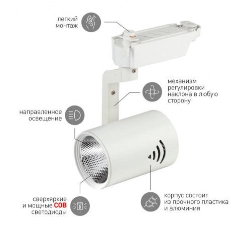 Светильник светодиодный трековый TR1 - 20 WH 20Вт белый COB  Б0032098  ЭРА
