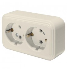 Розетка 2-местная с заземляющим контактом, 250В, 16А, IP20, PST16-31-20 (RA 16-238-БЖ), слоновая кость  49056  STEKKER
