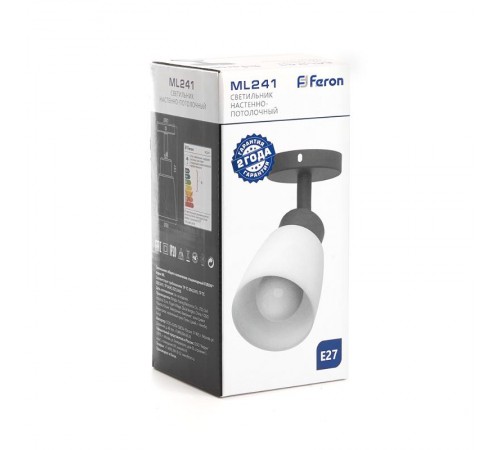Светильник-спот настенно-потолочный под лампу 1хE27, черный ML241  41512  FERON