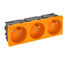 Розетка тройная 33° Modul45connect, франц. стандарт, 250 В, 16A (оранжевый) (STD-F3C ROR3)  6120694  OBO Bettermann