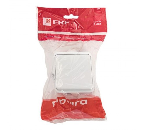 Прага Розетка 1-местная 16А с заземлением с крышкой IP44 белая с защ. штор. EKF  EKR16-029-10-440  EKF